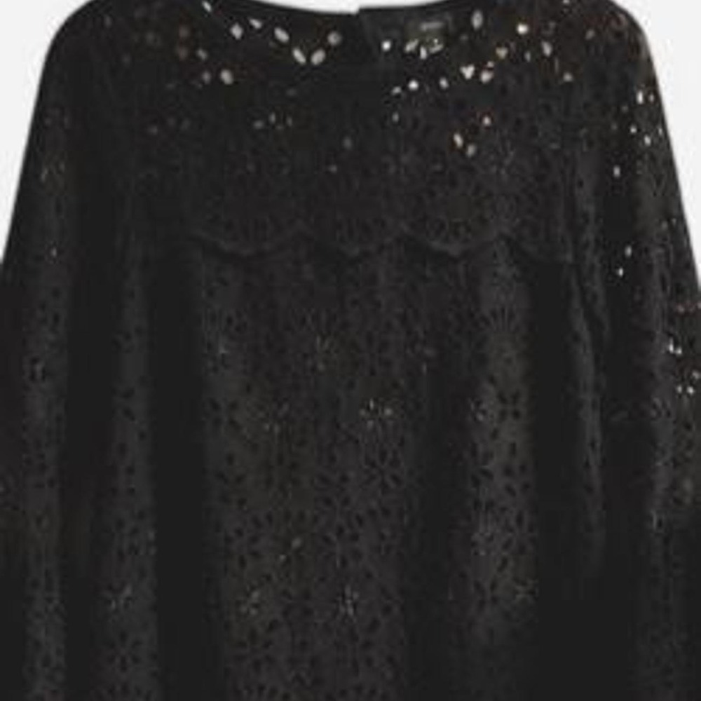 Banana Republic Eyelet Shift Dress Womens Black Excellent Bell Sleeve Floral - Picture 3 of 6